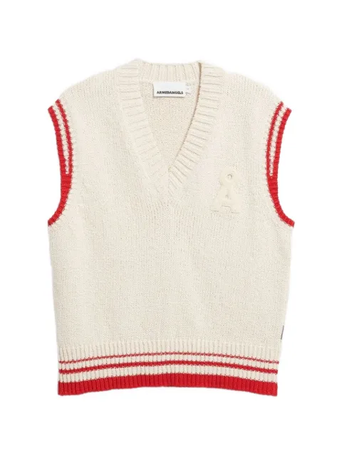 ARMEDANGELS logo-patch striped-trim vest Neutrals 30008335