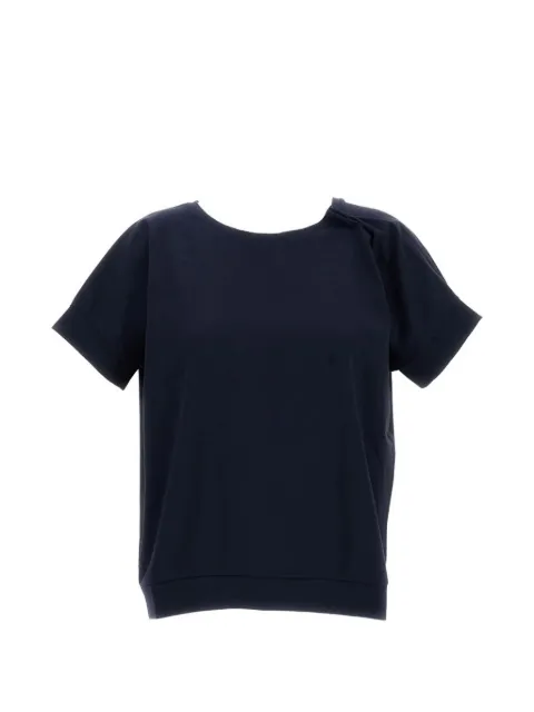 MSM STUDIO pleated-neck T-shirt Blue W120