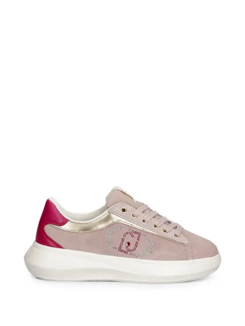 LIU JO rhinestone-logo suede sneakers Pink BA6069PX353