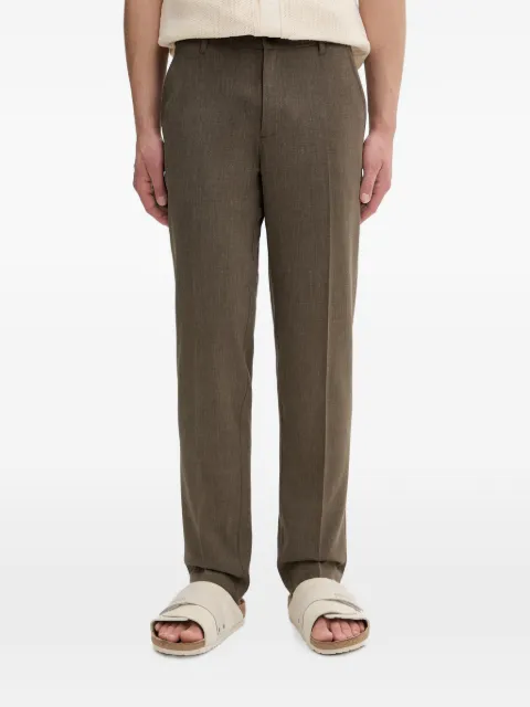 Les Deux logo-embroidered pressed-crease trousers Brown 1001913