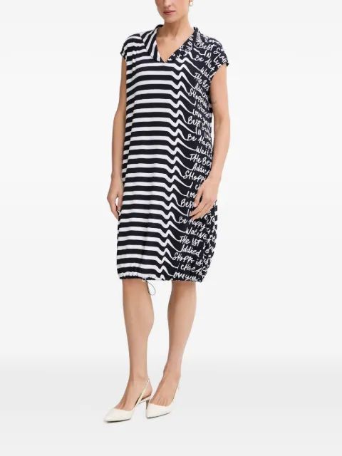 Joseph Ribkoff stripe-print drawstring-hem mid-length dress Black 262132