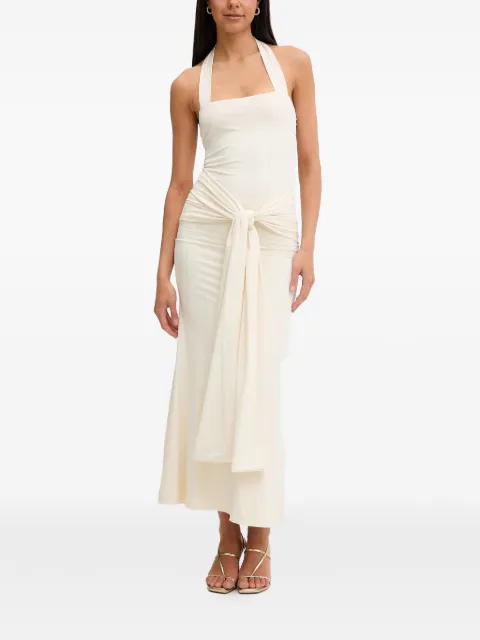 Bardot Emilia knot-detail halterneck maxi dress Neutrals 60386DB