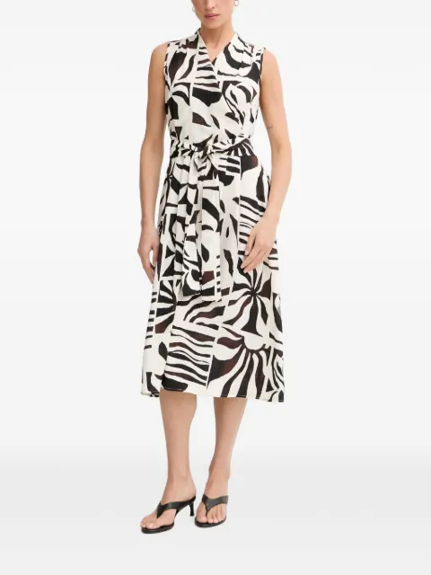 Joseph Ribkoff abstract-print belted wrap midi dress Black 262226