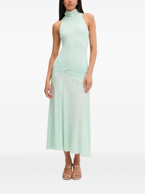 Bardot Leanna ruched sleeveless midi dress Green 60373DB
