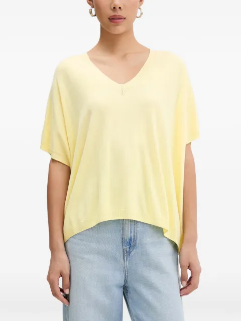 VICOLO fine-knit V-neck T-shirt Yellow 2AB2032