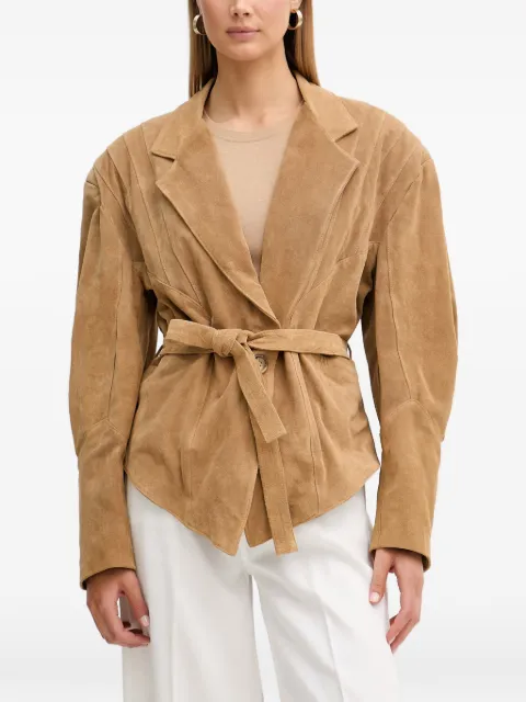 VICOLO belted suede jacket Neutrals TAB0173