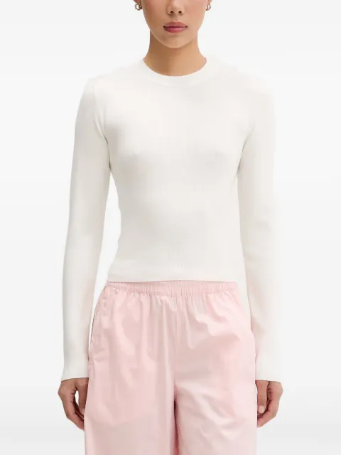VICOLO tie-back ribbed long-sleeve top White 2AB2025