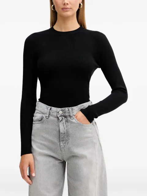 VICOLO tie-back ribbed long-sleeve top Black 2AB2025