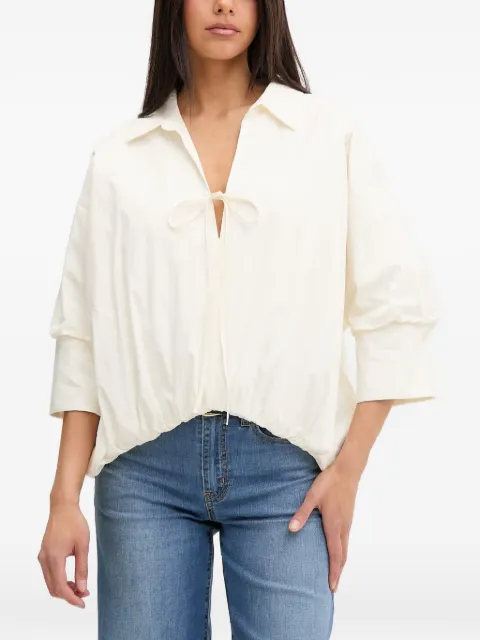 VICOLO bow-detail puff-sleeve blouse Neutrals TAB0021