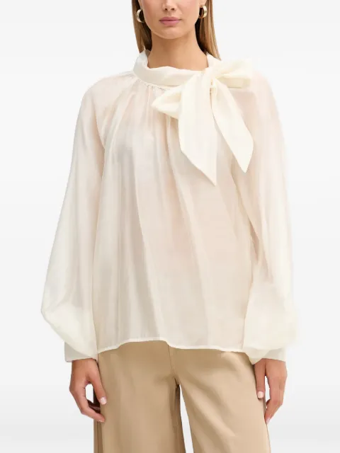 VICOLO bow-detail long-sleeve blouse Neutrals TAB0210
