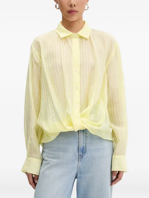 VICOLO stripe-pattern twist-detail shirt Yellow TAB0534