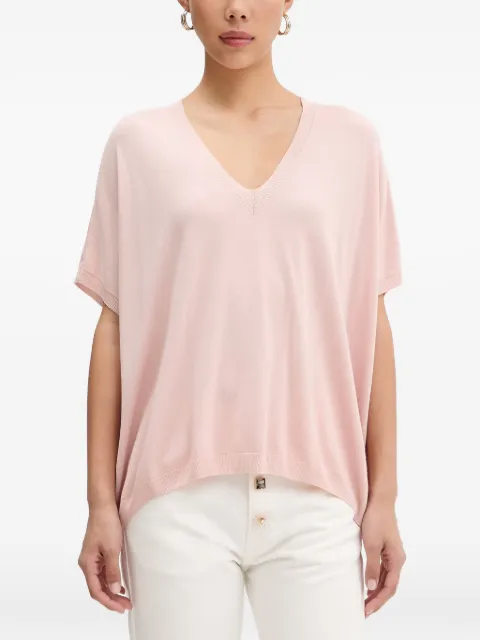 VICOLO fine-knit V-neck T-shirt Pink 2AB2032