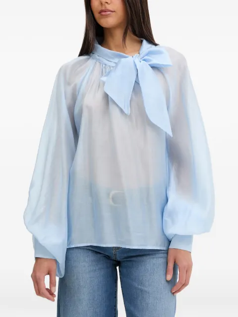 VICOLO bow-detail long-sleeve blouse Blue TAB0210