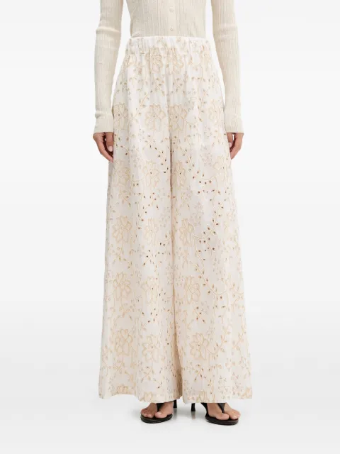 VICOLO broderie-anglaise palazzo pants White TAB0518