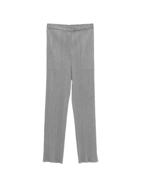 Pleats Please Issey Miyake pleated-design cropped trousers Grey PP67JF111