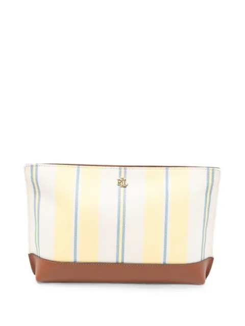 Lauren Ralph Lauren striped leather-trim clutch bag Neutrals 431P10502001