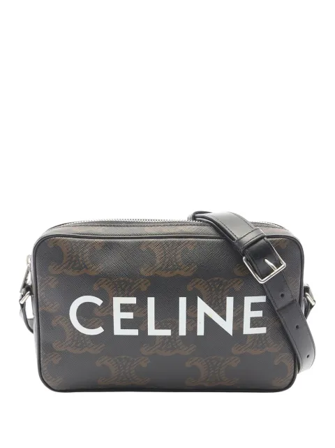 Celine Pre-Owned 2010-2026 Medium Triomphe Coated Canvas Logo crossbody bag Black LJ81FIHZDM31VM7L
