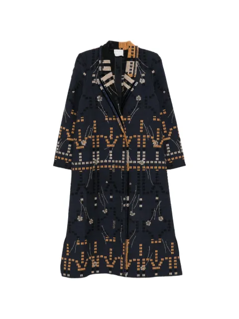 Forte Forte Samarcanda embroidered jacquard coat Blue 15003MYCOAT