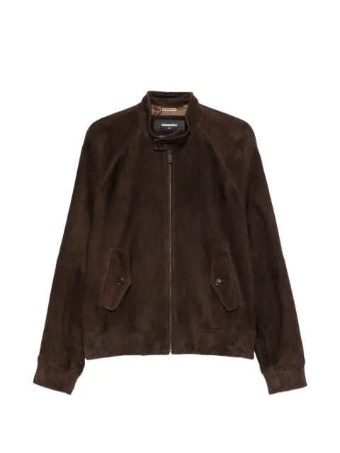 DSQUARED2 button-collar suede jacket Brown S74AM1749D07053