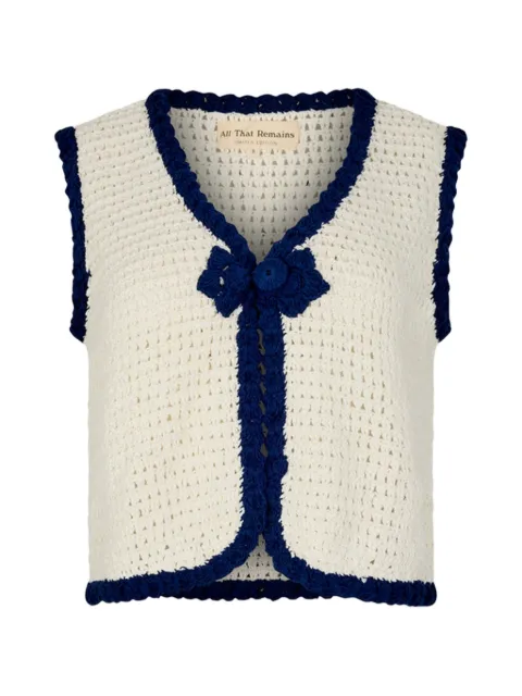 All That Remains Paloma crochet vest Neutrals ATRSS26012WHITENAVY