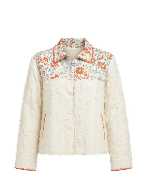 Dhaari embroidered reversible jacket Neutrals PPC04OFFWHITE