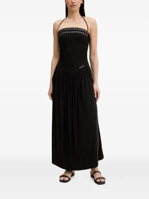 LIU JO studded halterneck maxi dress Black VA6030JS360