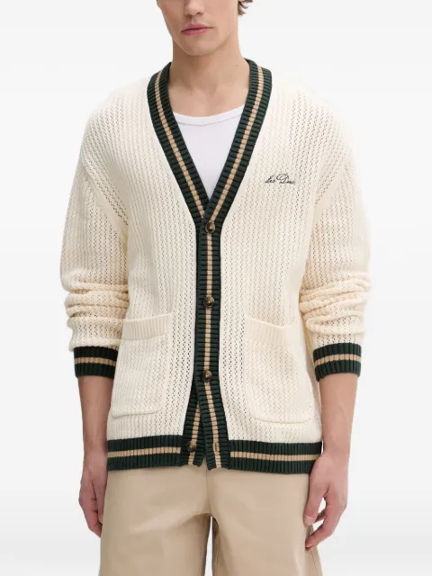 Les Deux logo-embroidered striped-trim cardigan Neutrals 1001848