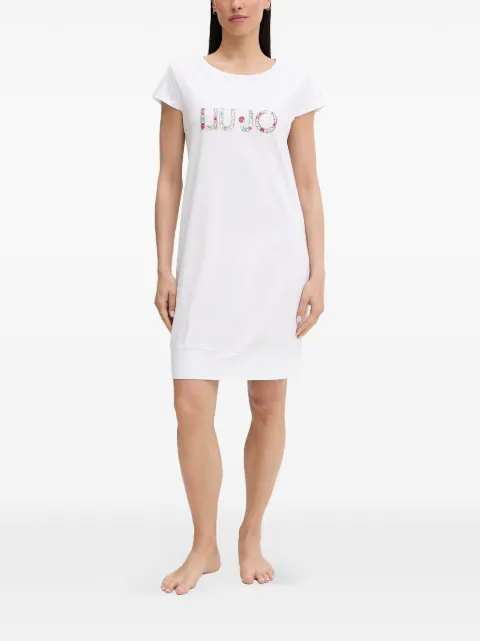 LIU JO logo-print short-sleeve midi dress White VA6212JS003