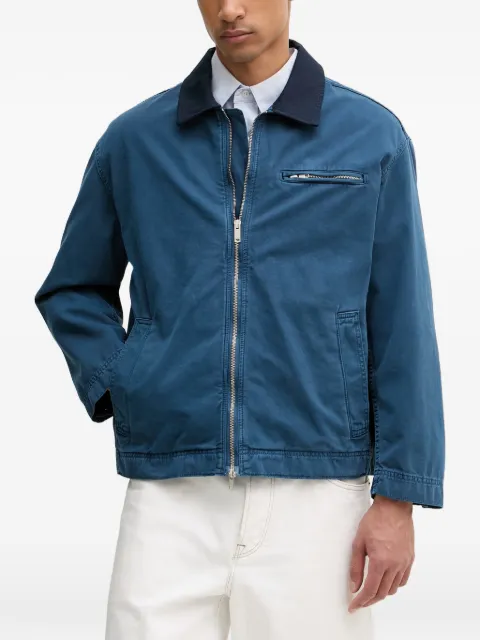 Les Deux contrast-collar zip-up jacket Blue 1001841