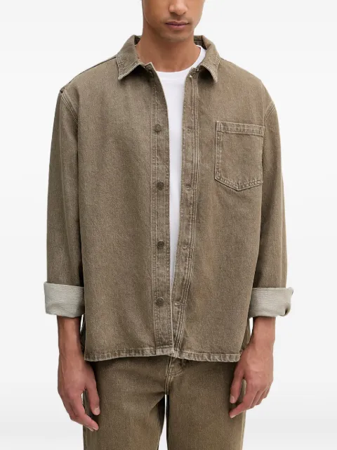 Les Deux washed-denim chest-pocket shirt Brown 1001816