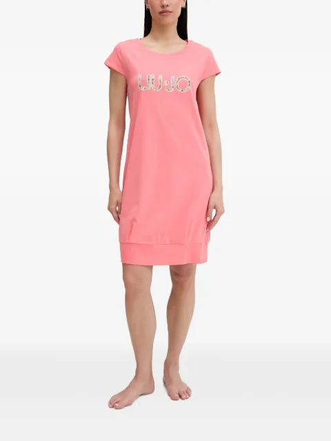 LIU JO logo-print short-sleeve midi dress Pink VA6212JS003