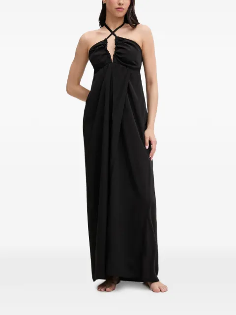 LIU JO ruched-detail halterneck maxi dress Black VA6110T2920