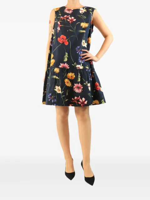 Oscar de la Renta Pre-Owned floral-print mini dress Blue NAVYSLEEVELESSCOTTONFLORALDRESS