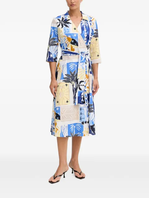 Joseph Ribkoff graphic-print belted wrap midi dress Blue 262225