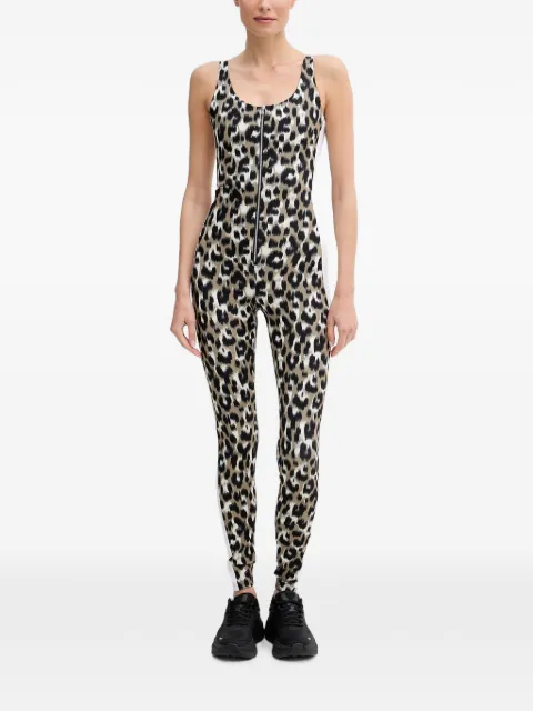 Fusalp Biarrita leopard-print sleeveless performance jumpsuit Neutrals J1302