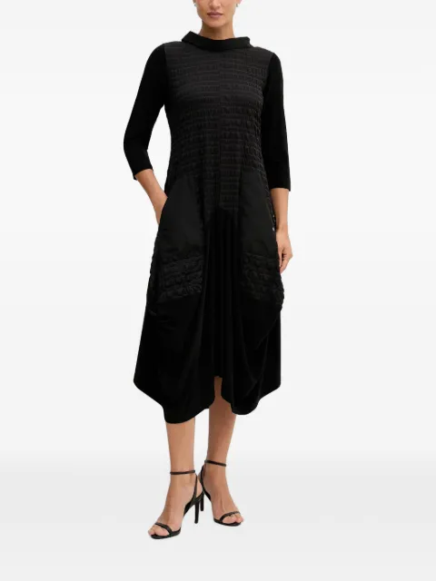 Joseph Ribkoff quilted-panel three-quarter sleeved midi dress Black 253085
