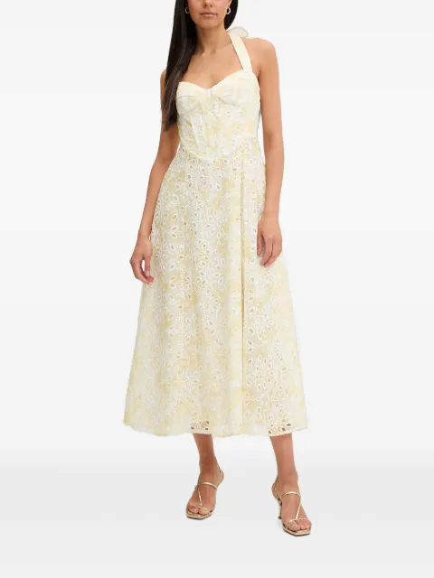 Bardot Pollie floral-print broderie-anglaise midi dress Yellow 60344DB