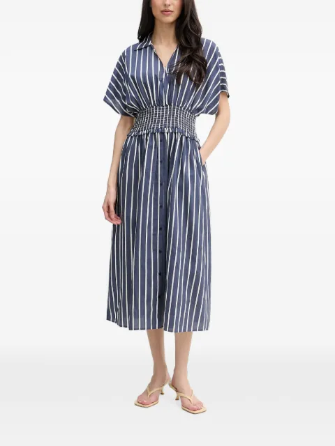 Joseph Ribkoff vertical-stripe smocked-waist midi dress Blue 262912