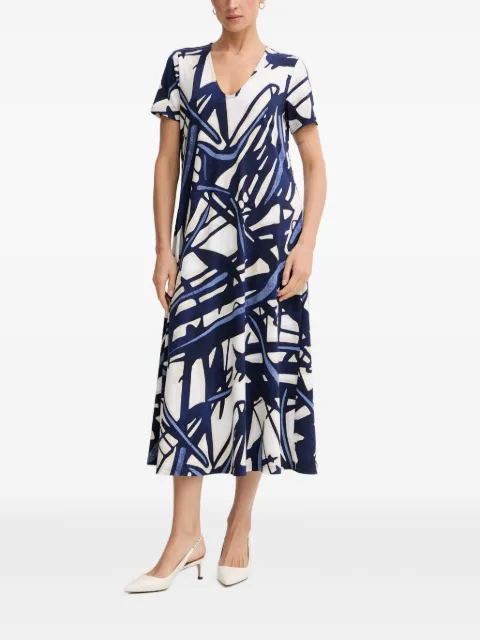 Joseph Ribkoff abstract-print V-neck midi dress Blue 262245