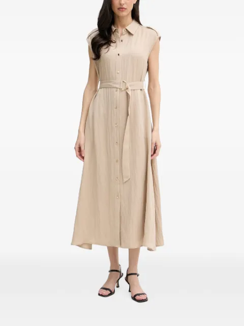 Joseph Ribkoff belted button-front midi dress Neutrals 261935