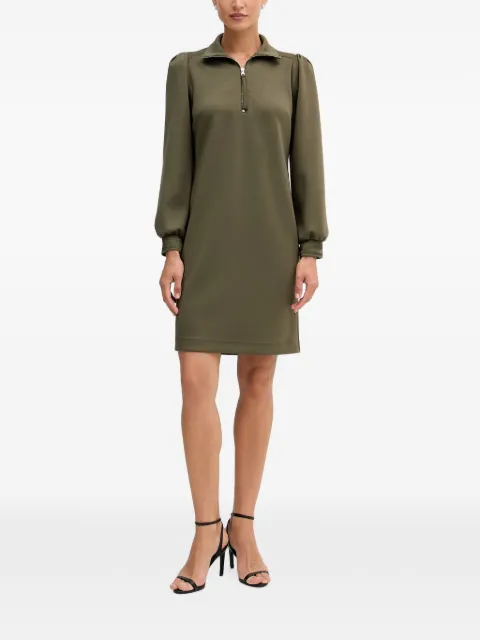 Joseph Ribkoff quarter-zip puff-sleeve mini dress Green 253245