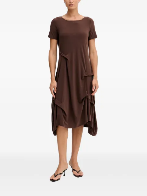 Joseph Ribkoff asymmetric-hem short-sleeve midi dress Brown 262032