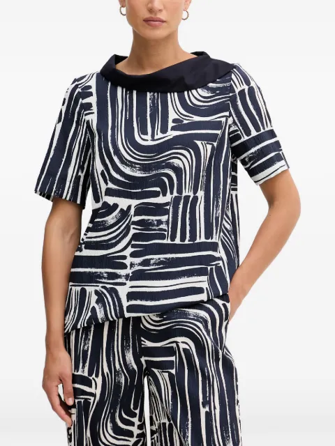 Joseph Ribkoff abstract-print cowl-neck top Blue 262162