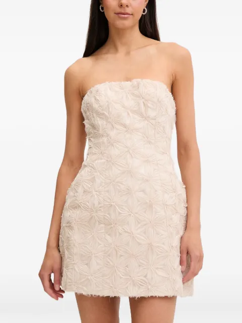 Bardot Karoline strapless 3D-floral mini dress Neutrals 60099DB