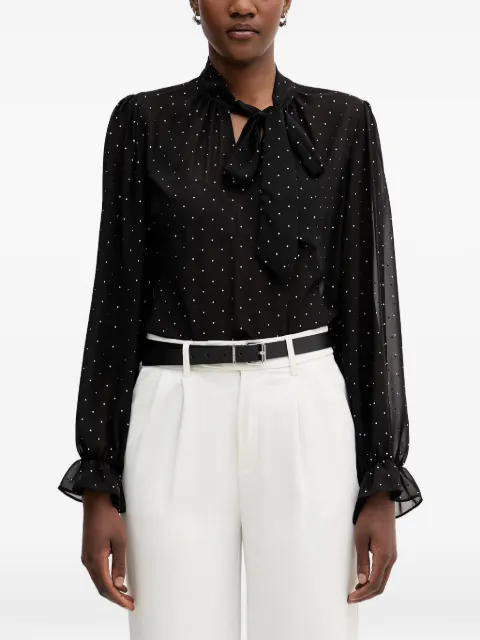 Joseph Ribkoff polka-dot pussy-bow blouse Black 254200
