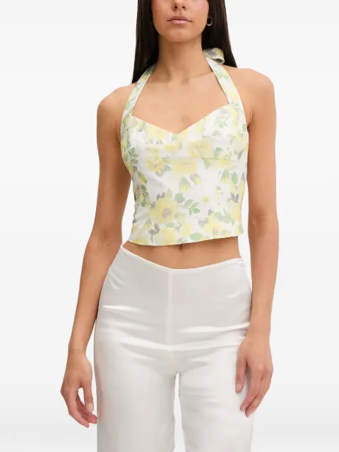 Bardot Deserae floral-print halterneck top Yellow 60393TB1
