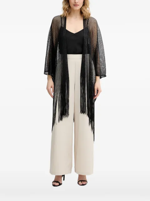 Joseph Ribkoff fringe-trim open-knit cardigan Black 262973