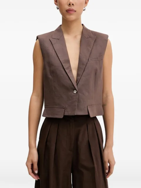 VICOLO padded-shoulder notched-lapels vest Brown TAB0407
