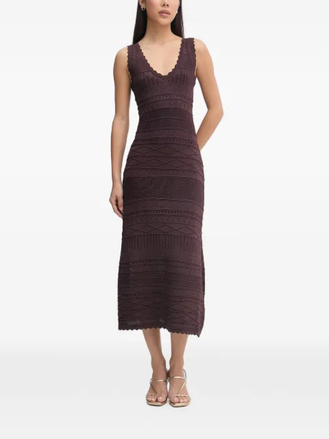 ERMANNO FIRENZE scallop-edge pointelle-knit midi dress Brown D48EQ026CSE51
