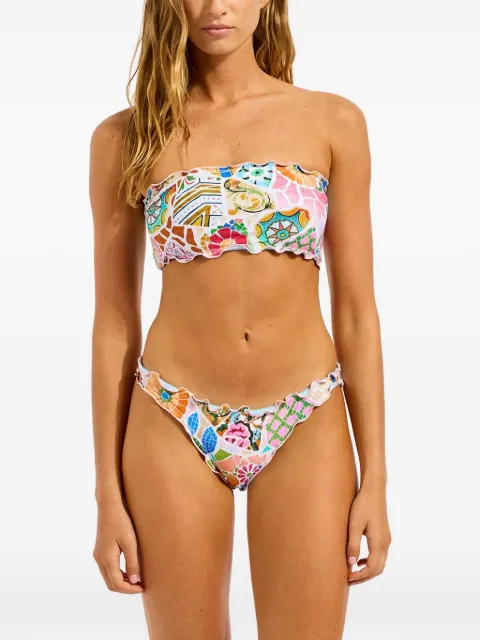 Seafolly Beach Boheme Hipster mosaic-print ruffled-trim top Pink 31319300
